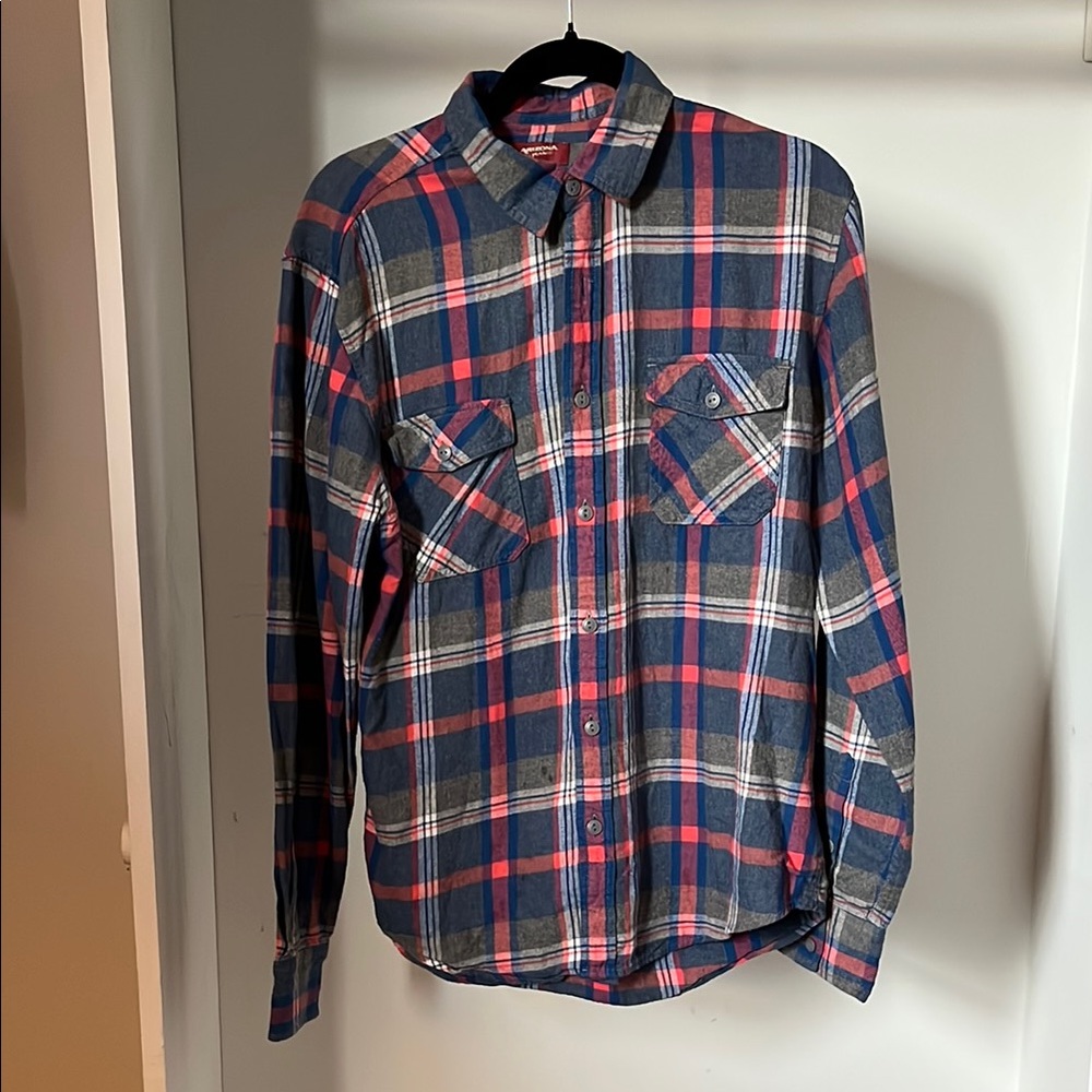 Casual Blue and Red Button Down Shirt